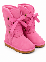 Australian Leather Ugg Kids Lace Up Tall - Pink - AU5