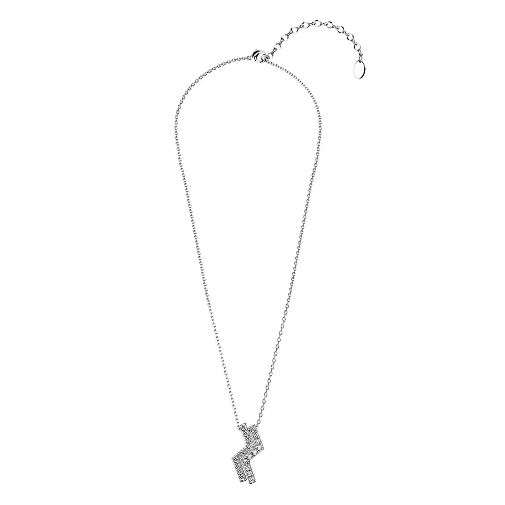 Krystal Couture Zigzag Pendant Necklace in White Gold Embellished with SWAROVSKI Crystals