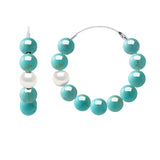 Earrings Freshwater Pearl & Turquoise White Sterling Silver