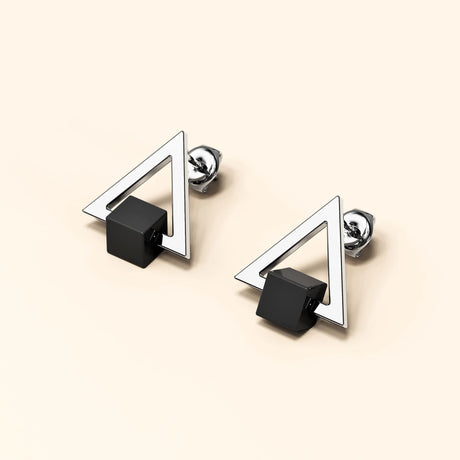 Bullion Gold Modern Geometric Style Stud Earrings Circles White Gold