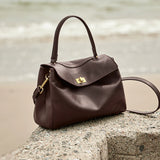 Nalandu Cloud Leather Satchel Bag - Chocolate