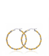 Liv Oliver 18K Gold Two Tone Textured Hoop Earrings