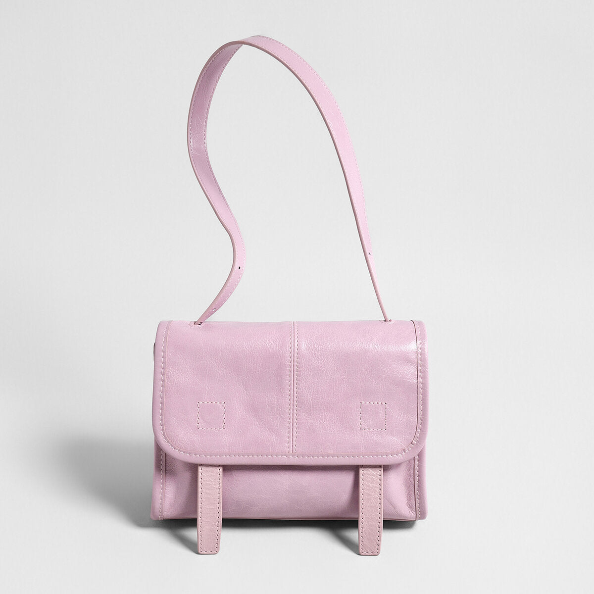Vintage Glazed Calfskin Messenger Bag - Pink