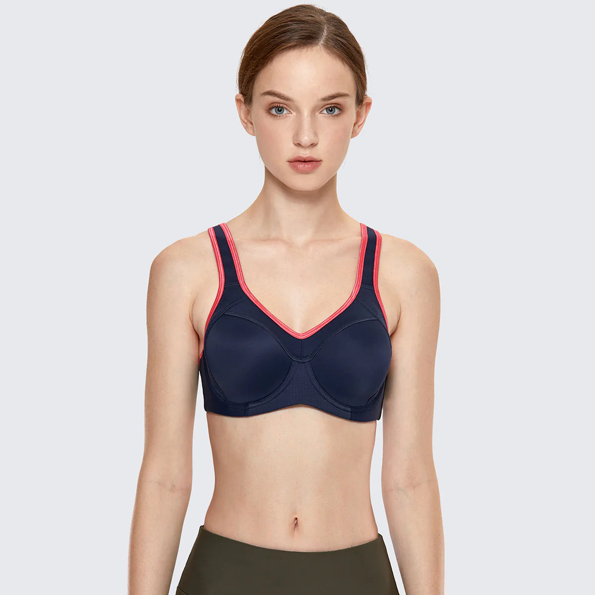 Full Support High Impact Padded Sports Bra - Navy