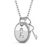 Krystal Couture White Gold Pad Lock with Heart Keys Double Pendant Necklace Embellished with SWAROVSKI Crystals