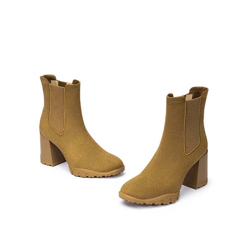 Block Heel Chelsea Boots - Tan