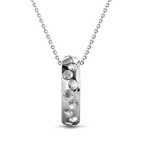 Krystal Couture Ecliptic Pendant Necklace in White Gold Adorned with SWAROVSKI Crystals