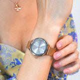 Boxed of Krystal Couture Mineral Glass Watch with Earrings Embellished with Crystals from SWAROVSKI® Set in Rose Gold