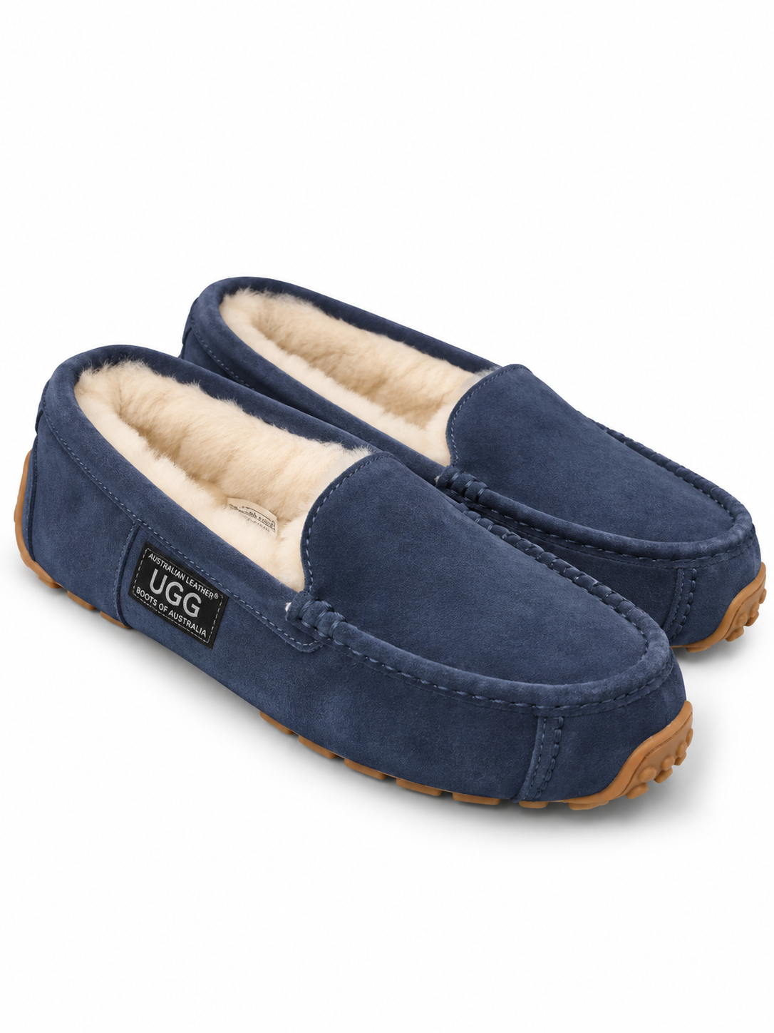 Australian Leather Ugg Classic Moccasin Slippers - Navy - AU7