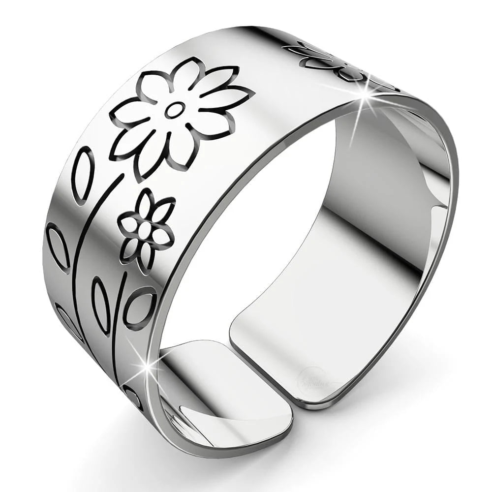 Solid 925 Sterling Silver Antique Floral Engrave Ring