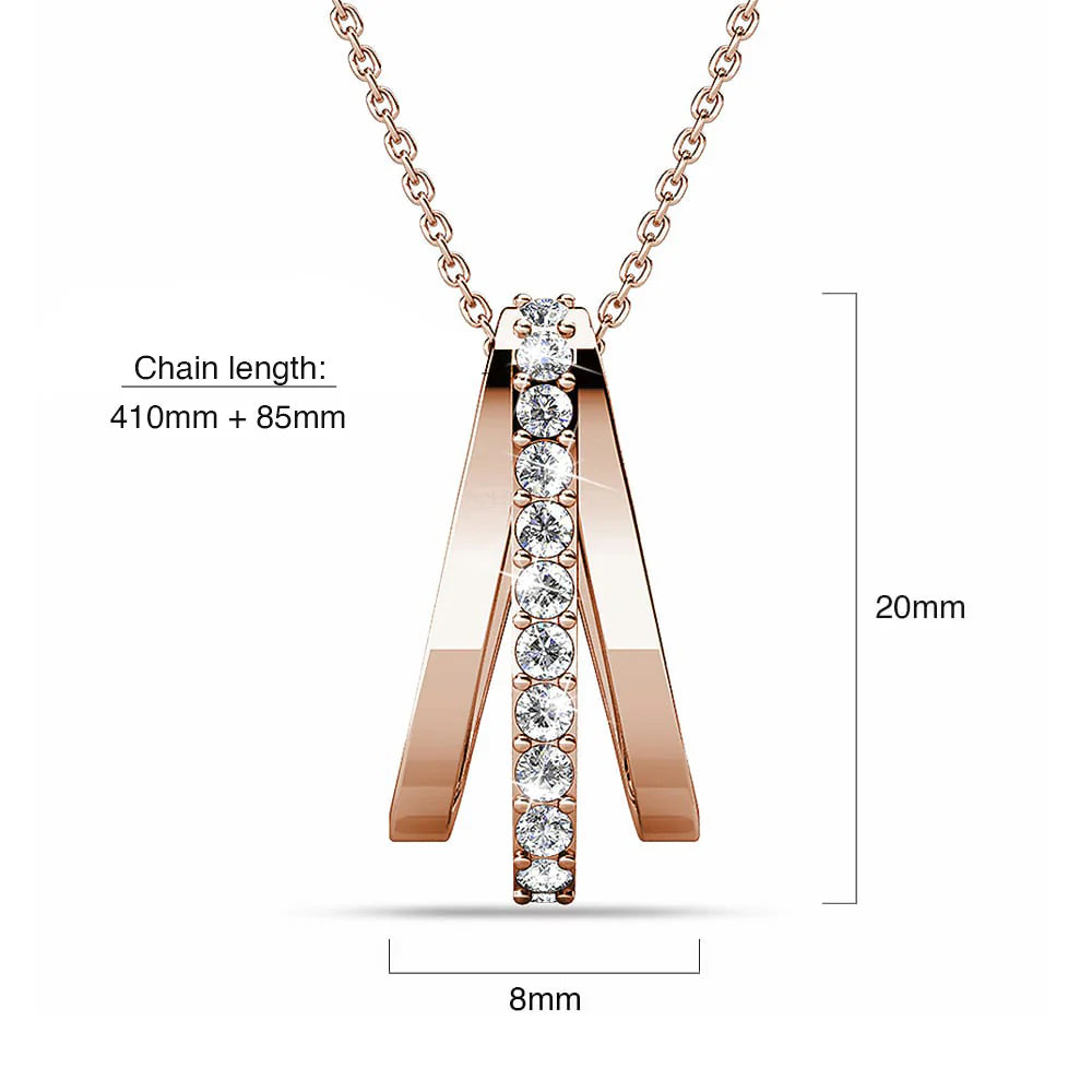 Krystal Couture Sparkly Triple Round Necklace in Rose Gold Adorned with Swarovski Crystals