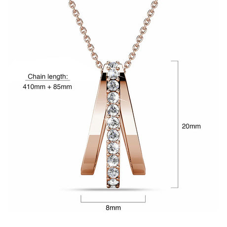 Krystal Couture Sparkly Triple Round Necklace in Rose Gold Adorned with Swarovski Crystals