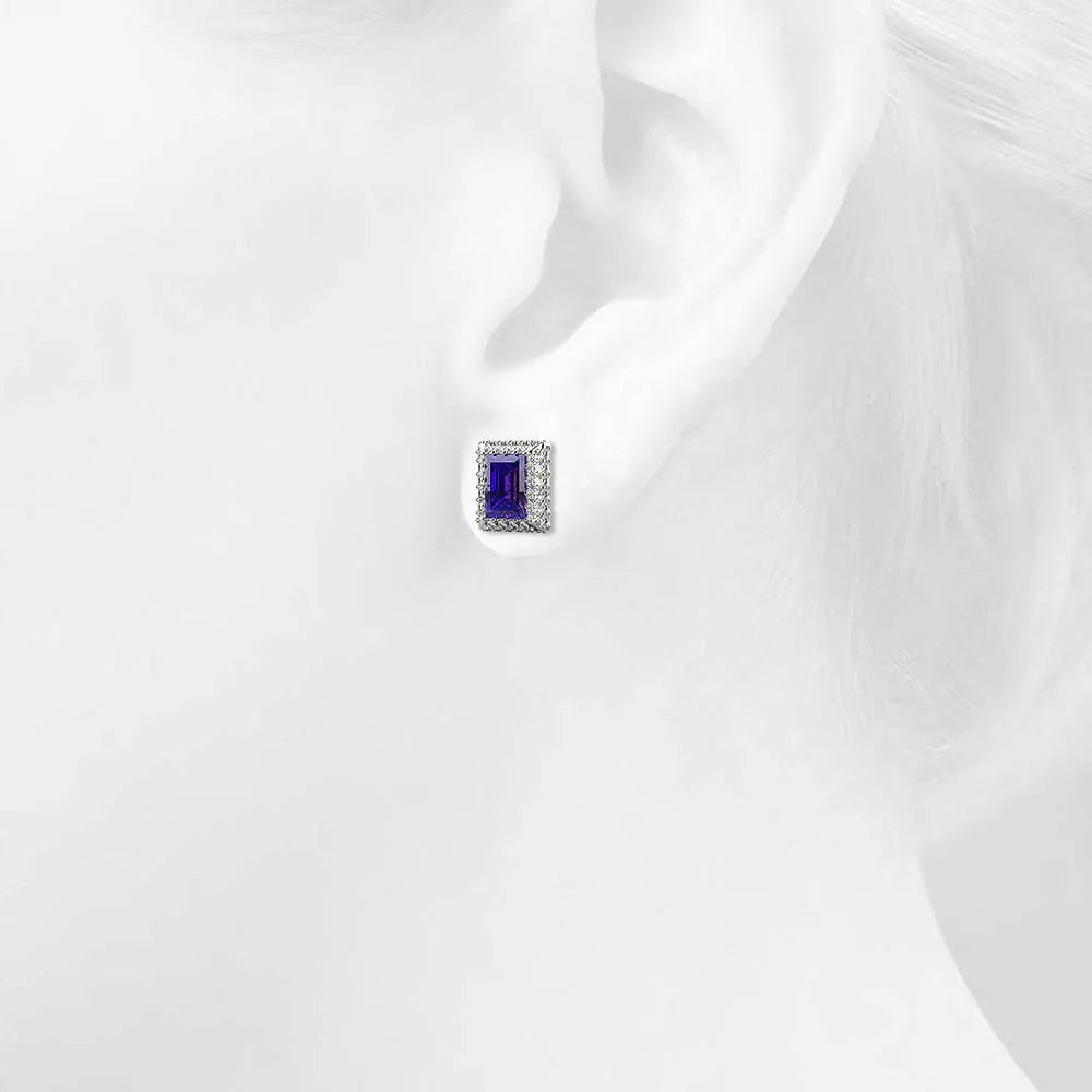 Krystal Couture Square Tanzanite Stud Earrings Embellished with Crystals from SWAROVSKI
