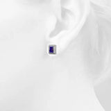 Krystal Couture Square Tanzanite Stud Earrings Embellished with Crystals from SWAROVSKI
