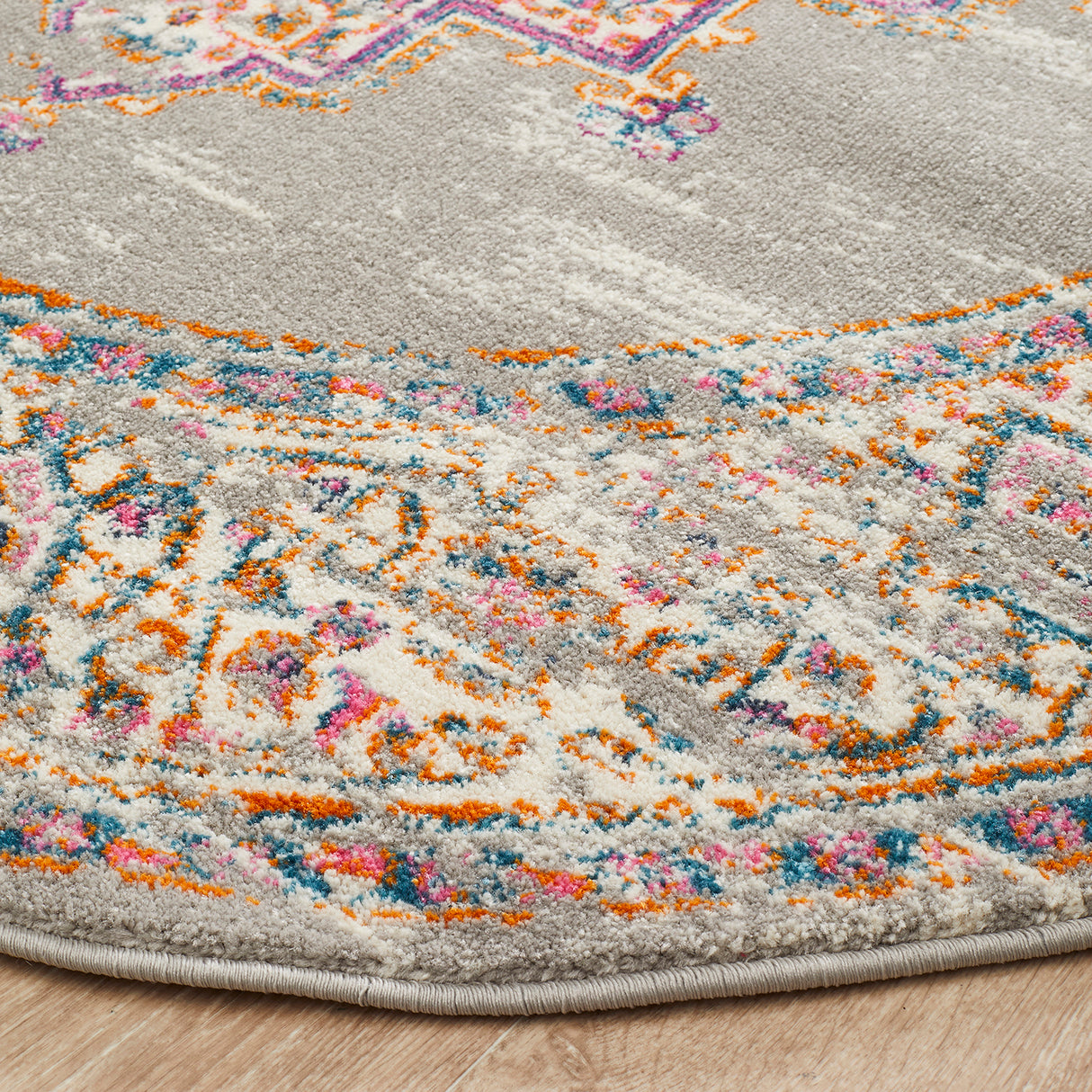 Babylon 211 Grey Round Rug