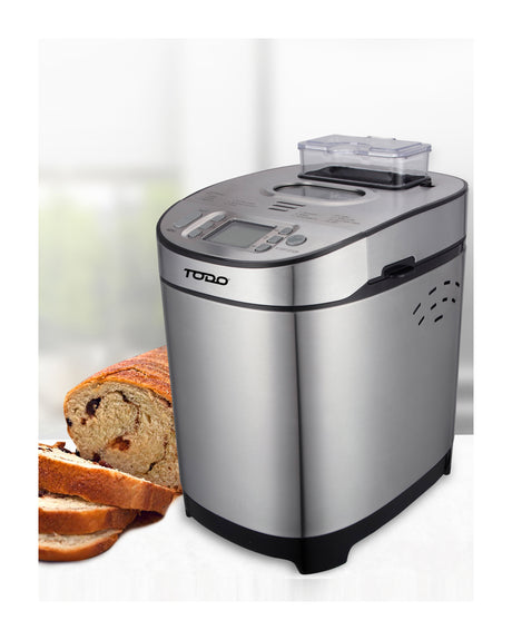 TODO Stainless Steel Bread Maker 13 Programs Menu 550W Power Fruit Nut Dispenser Keep Warm Function
