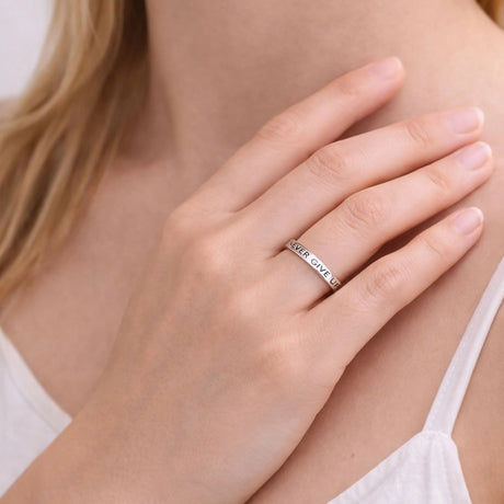 Solid 925 Sterling Silver Never Give Up Ring