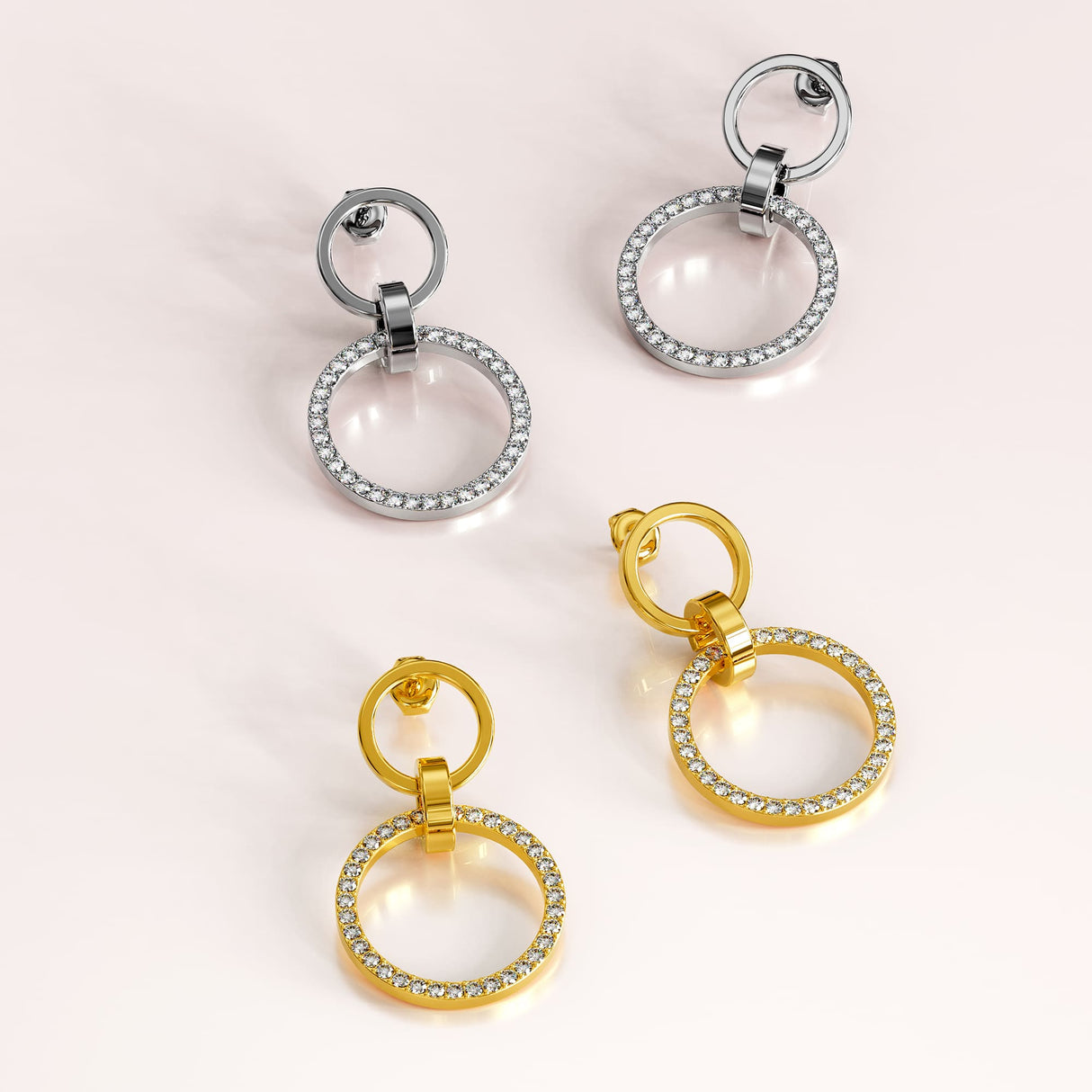 Krystal Couture Orbit of Elegance Earrings Embellished with SWAROVSKI Crystal in White Gold