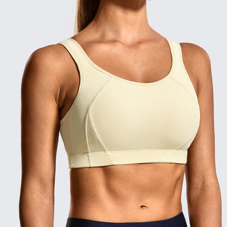 Quick Dry High Impact Padded Wireless Sports Bra - Beige