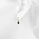Bullion Gold Black Pear Drop Earrings