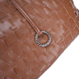 BAMEI Embossed Calfskin Leather Bucket Bag Set - Brown