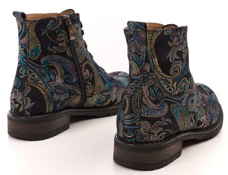 Bosccolo Womens Ankle Boots - Turquoise Ethnic