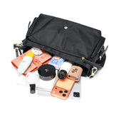 BAMEI Water-Resistant Ballistic Nylon Messenger Bag with Leather Buckle - Black