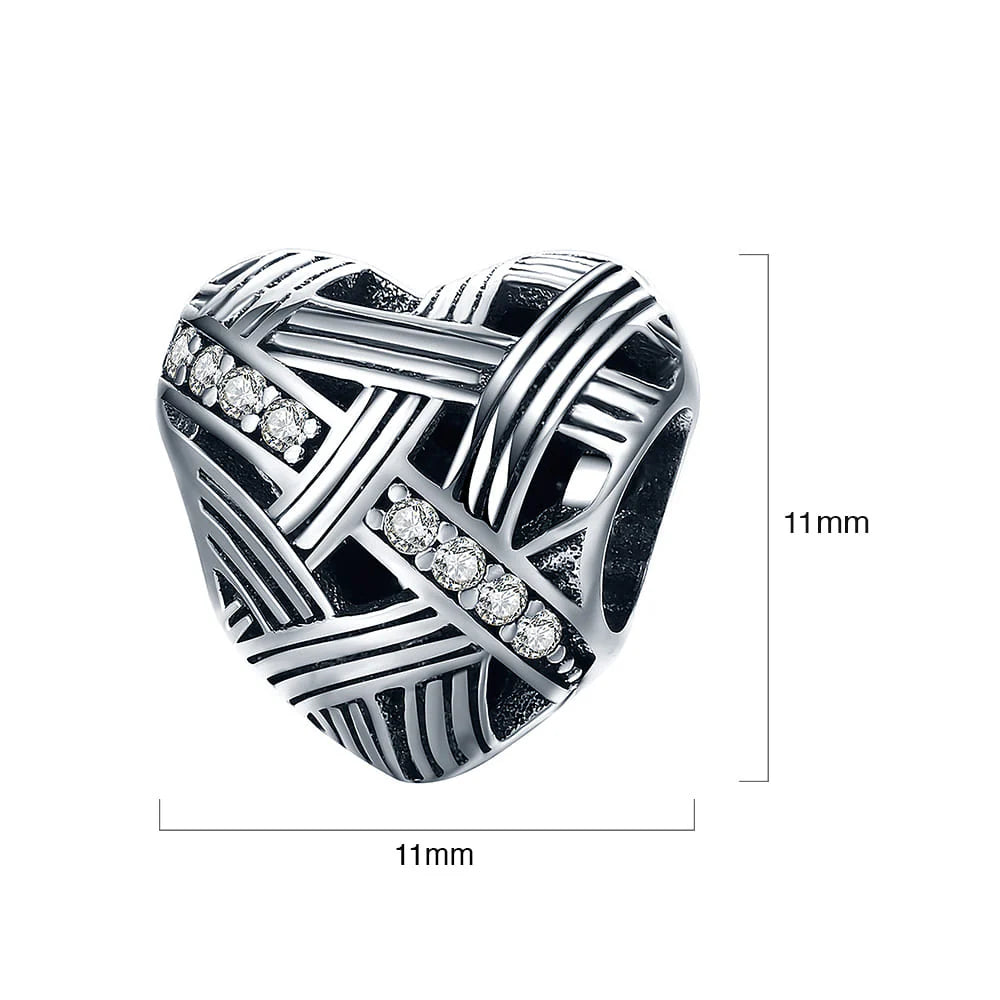 Solid 925 Sterling Silver Gentle Heart CZ Charm