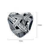 Solid 925 Sterling Silver Gentle Heart CZ Charm