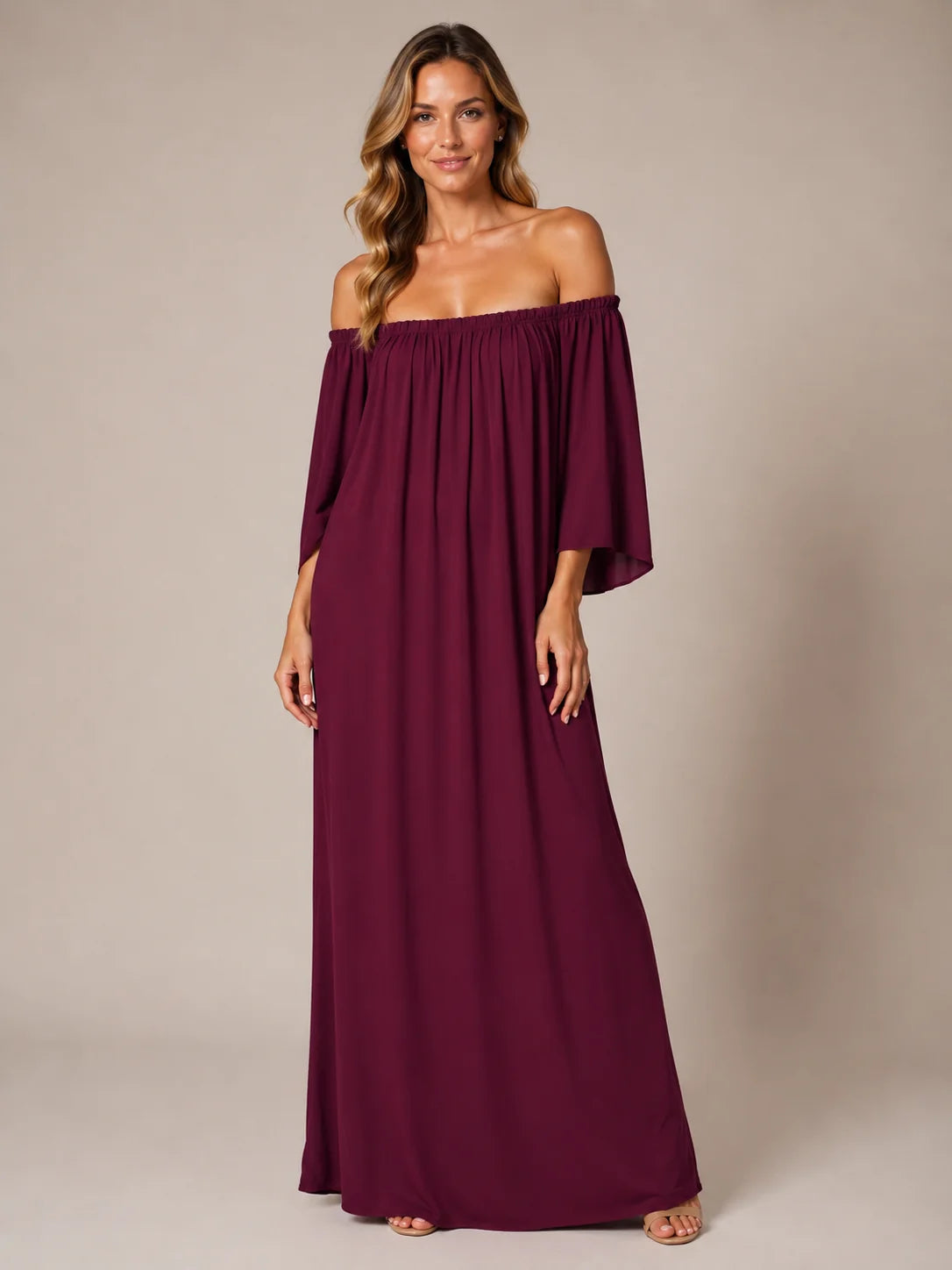 Worship Women's Maxi, Off the Shoulder Dress - Purple