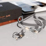 Boxed Forever Knot White Gold Titanium Cuff Bangle & Ring Set in White Gold