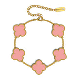 Bullion Gold Pink Clover Bracelet