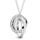 Krystal Couture White Gold Triple Interlocking Ring White Pendant Necklace Embellished with Swarovski Crystals