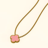 Bullion Gold Pink Clover Necklace