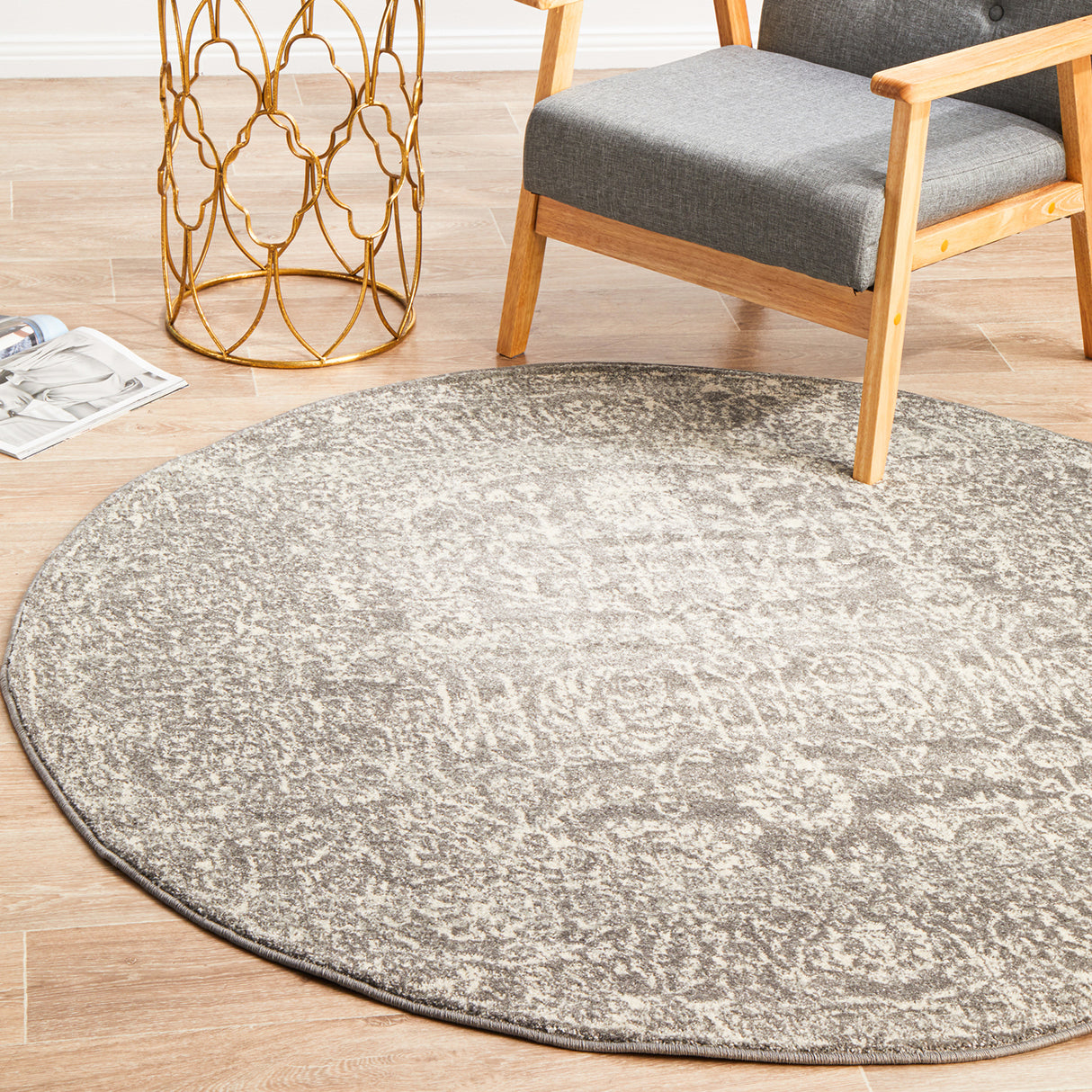 Evoke 256 Grey Round Rug