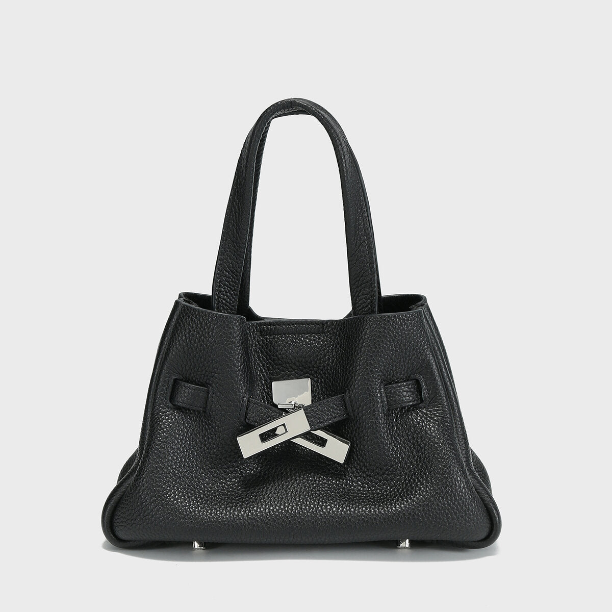 Togo Leather Structured Tote - Black