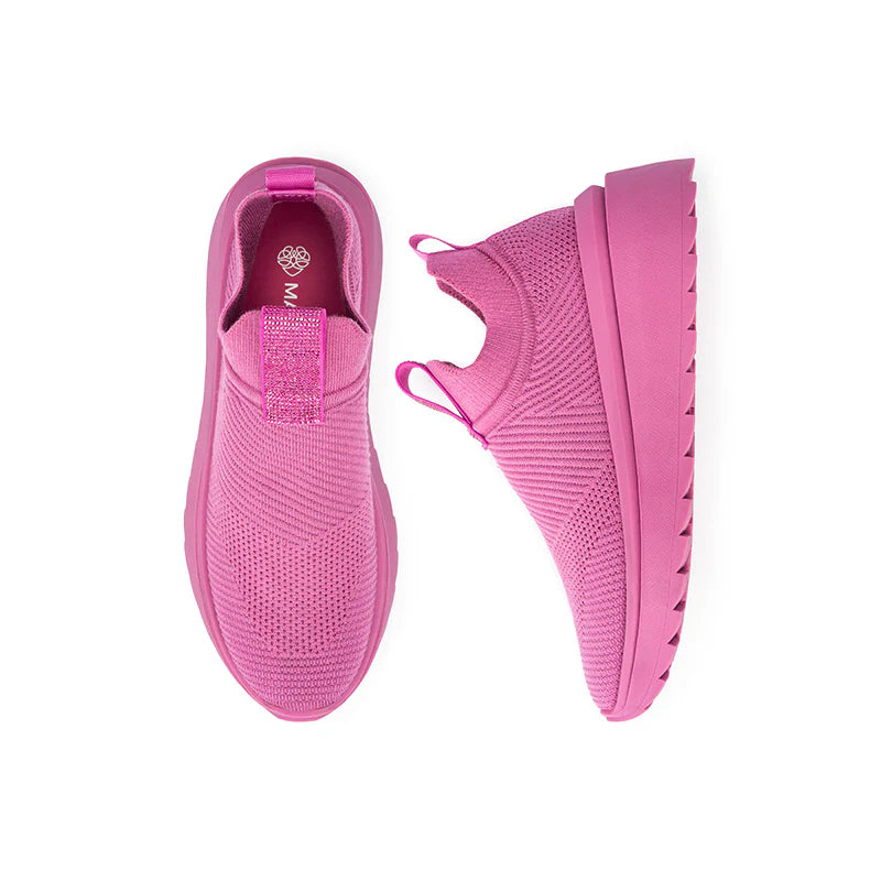 Slip-On Knit Wedge Sneakers - Fuchsia
