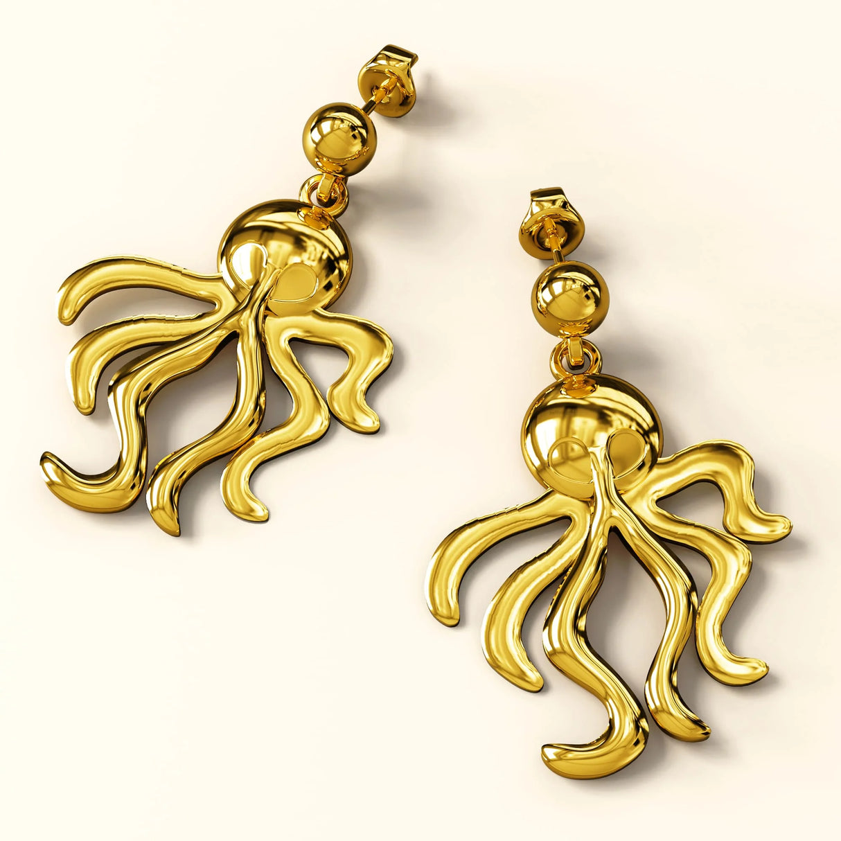 Bullion Gold Octopus Stud Earrings