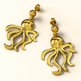 Bullion Gold Octopus Stud Earrings
