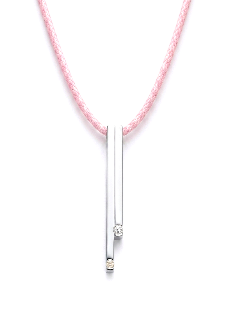 Liv Oliver 18K White Gold White And Champagne  Sapphire Modern Linear Necklace