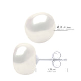 Earrings of Silver 925 and Real Cultured Freshwater Pearls Baroque 10 - Natural White - Longueur 42 cm