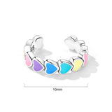 Solid 925 Signature Silver Rainbow Heart Open Cut Ear Cuff