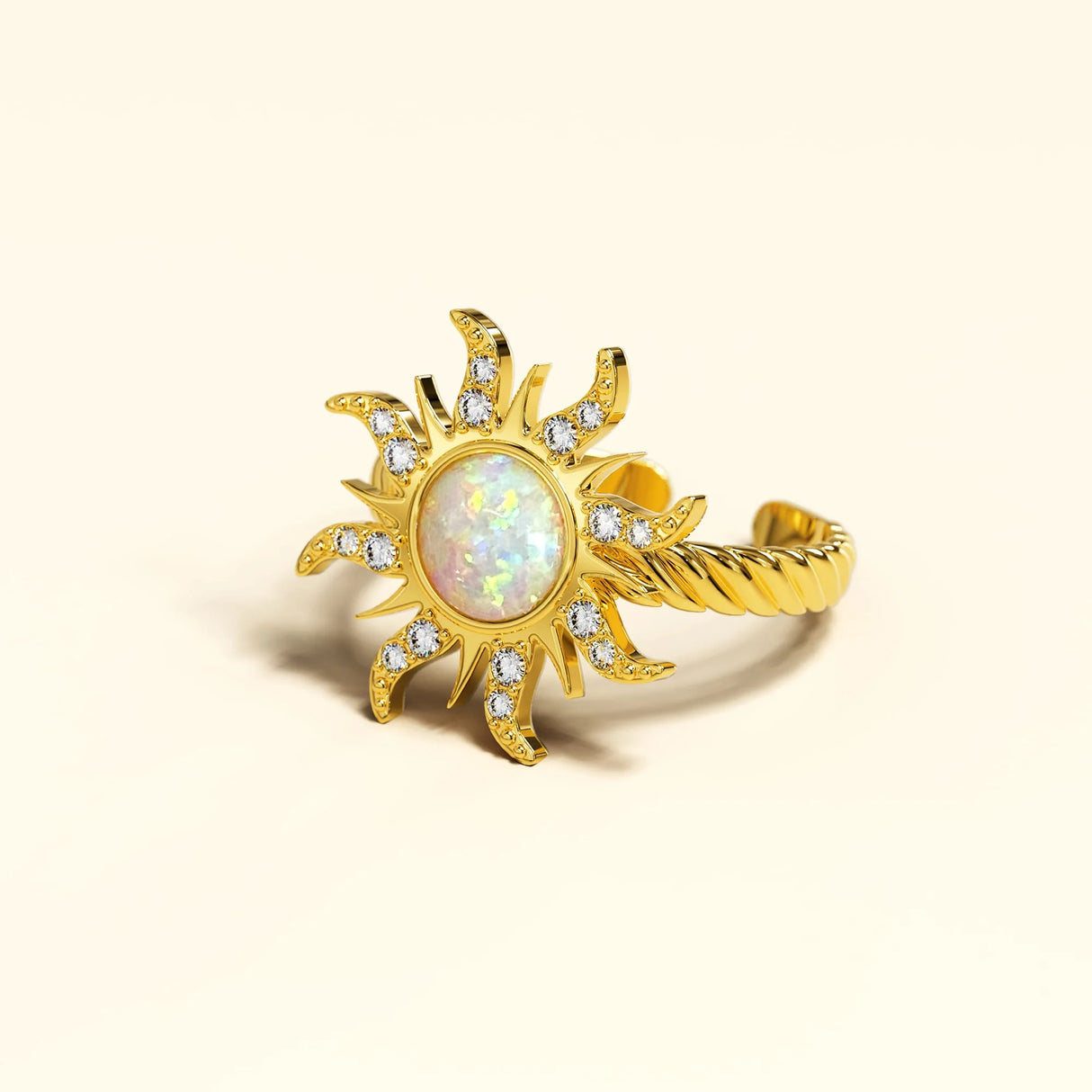 Bullion Gold Adjustable Celestial Opal Sun Ring