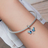 Solid 925 Signature Silver Dragonfly At Disco Charm