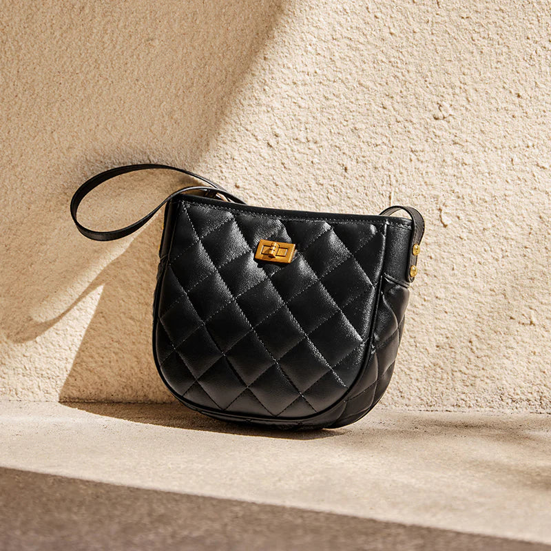 Nalandu Vault Quilted Leather Crossbody Shoulder Bag - Black