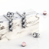 Triple Zircon Cluster Stud Earrings In White Gold