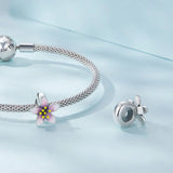 Solid 925 Signature Silver Gift Of Sakura Charm