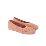 Heart Mesh Knit Square Toe Wedge Flats - Orange