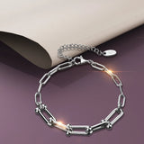 Bullion Gold Lovelock U Link Chain Bracelet White Gold - 6mm