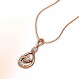 Krystal Couture Periwinkle Teardrop Necklace Embellished with Crystals from Swarovski in Rose Gold
